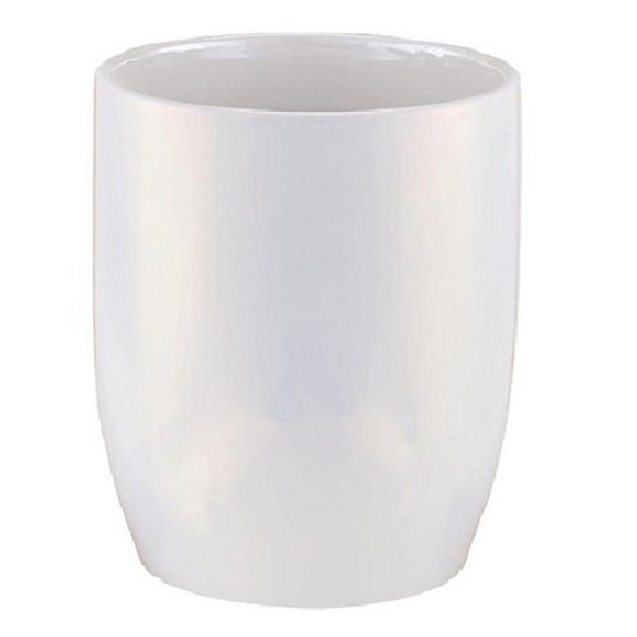 IRIDESCENT PEARL Wild Sage Taya 10" tall BREAKABLE CERAMIC Bathroom Wastebasket - Picture 1 of 3